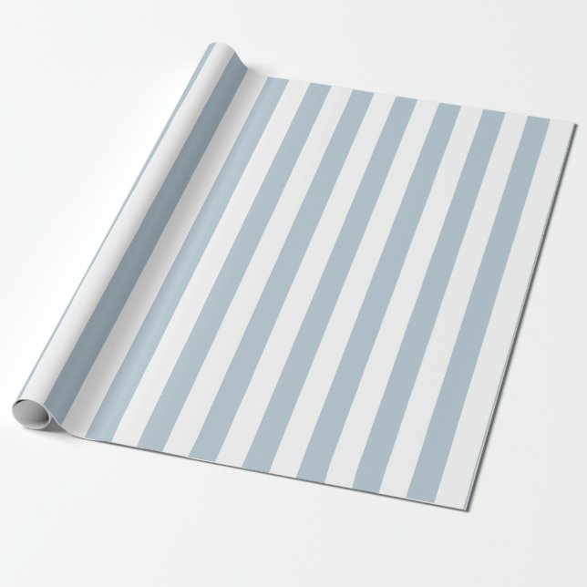 Elegant Light Blue and White Striped Pattern Wrapping Paper (Unrolled)