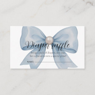  Elegant Light Blue Bow Pearl Diaper Raffle Enclosure Card