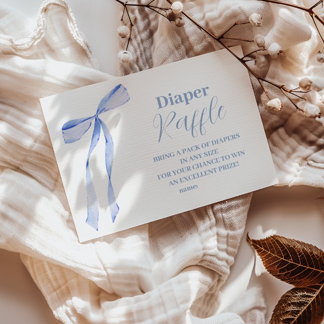 Elegant Light Blue Bow Raffle Diapper Enclosure Card (Creator Uploaded)