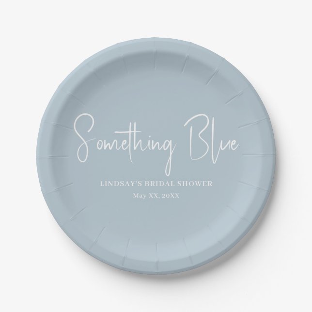 Elegant Light Blue Bridal Shower  Paper Plate (Front)