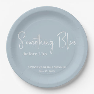 Elegant Light Blue Bridal Shower  Paper Plate