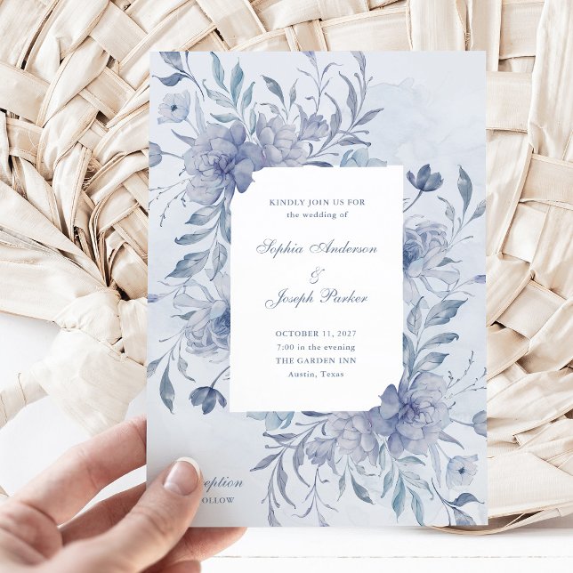 Elegant Light Blue Chinoiserie Floral Wedding Invitation (Creator Uploaded)