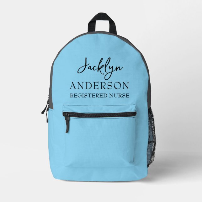 Elegant Light Blue Custom Nurse  Printed Backpack (Front)