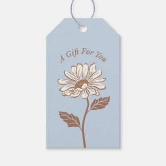 Elegant Light Blue Daisy Gift Tag