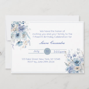 Elegant Light Blue Floral Invitation
