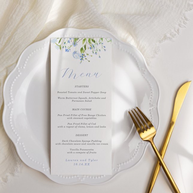 Elegant Light Blue Floral Wedding Menu (Creator Uploaded)