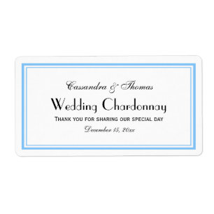 Elegant Light Blue Framed H Wine Bottle Label