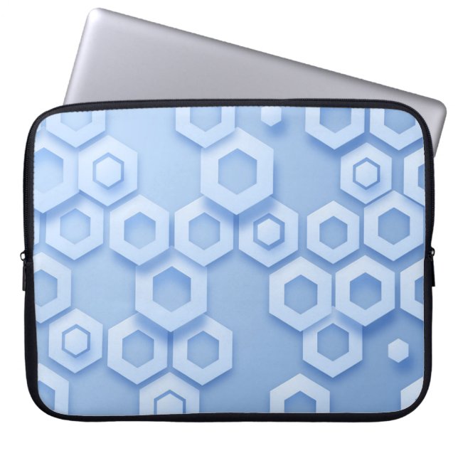 Elegant Light Blue Geometric Shapes Texture Laptop Sleeve (Front)