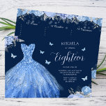 Elegant Light Blue Gown Floral 18th Birthday Invitation<br><div class="desc">This elegant 18th birthday invitation is designed to celebrate the special milestone of an 18-year-old female celebrant. Combining contemporary style with timeless sophistication, this invitation is a perfect choice for marking this important occasion. The editable eighteen script layout allows for personalisation, ensuring you can add your own unique touch and...</div>