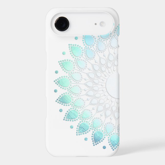 Elegant Light Blue Green Flower Motif Case-Mate iPhone Case (Back)