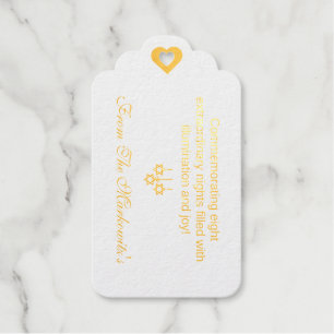 Elegant Light Blue Hanukkah Gold Gift Tags