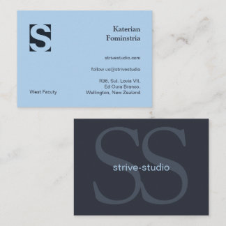 Elegant Light Blue Monogram Business Card