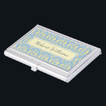 Elegant Light Blue Ornate Textile Pattern Business Card Holder<br><div class="desc">Elegant textile pattern in light blue and beige.</div>