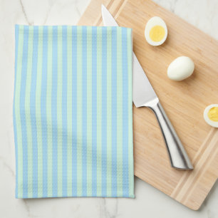 Elegant Light Blue Peppermint Green Cabana Stripes Tea Towel
