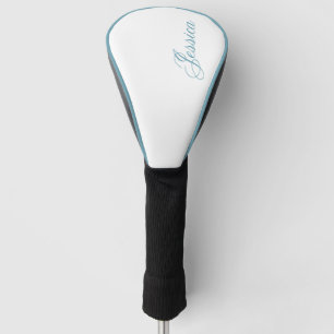 Elegant Light Blue Script Font Golf Head Cover