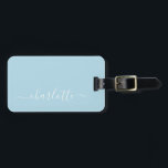 Elegant Light Blue Script Name Personalised  Luggage Tag<br><div class="desc">Elegant Pastel Light Blue Script Name Personalised Luggage Tag</div>