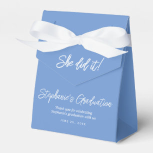 Elegant Light Blue She Did It Graduation Party Favour Box
