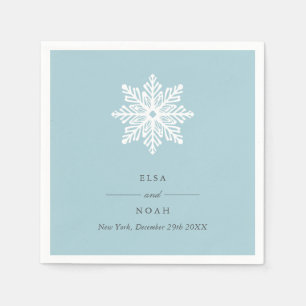 Elegant light Blue Snowflake Monogram  Napkin