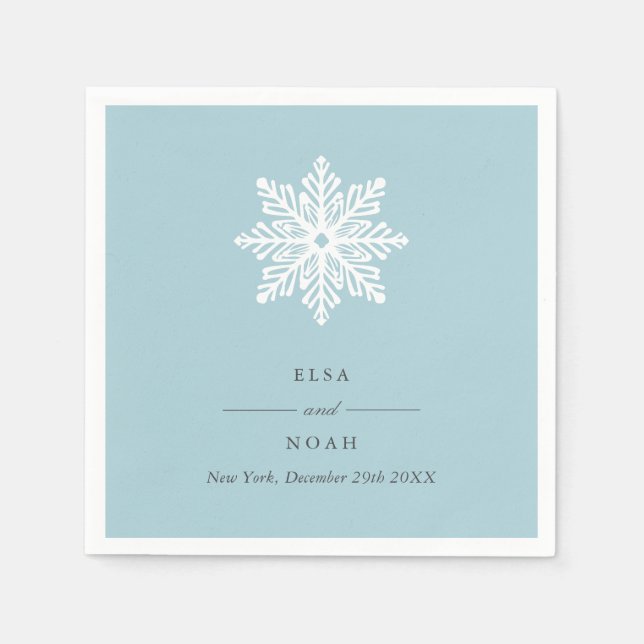 Elegant light Blue Snowflake Monogram  Napkin (Front)