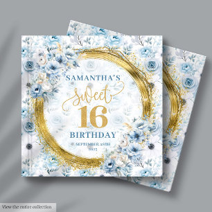 Elegant Light Blue Sweet Sixteen Guest Book Gift