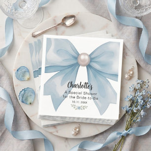 Elegant Light Blue Watercolor Bow Custom Napkin