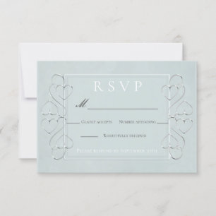 Elegant Light Blue Wedding RSVP Menu Choices Invitation