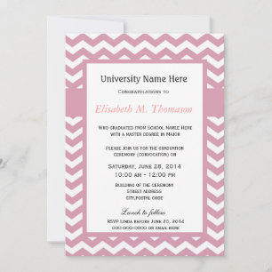 Elegant light cherry chevron graduation ceremony invitation