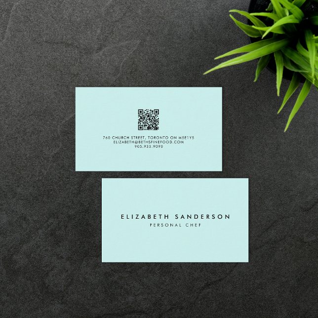 Elegant Light Cyan Luxury Minimal QR CODE Business Card (Creator Uploaded)