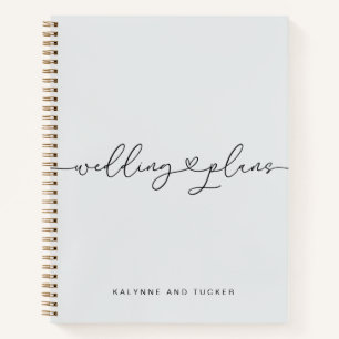 Elegant Light Dusty Blue Wedding Plans Heart Notebook