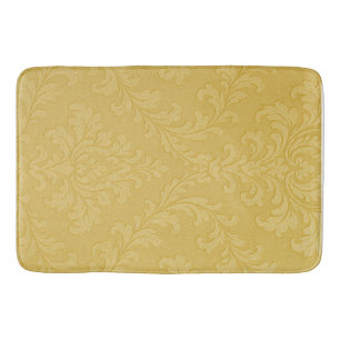 Elegant Light Gold Baroque Damask Bath Mat