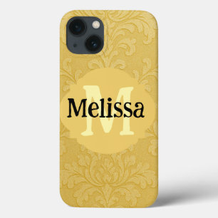 Elegant Light Gold Baroque Damask Custom iPhone 13 Case