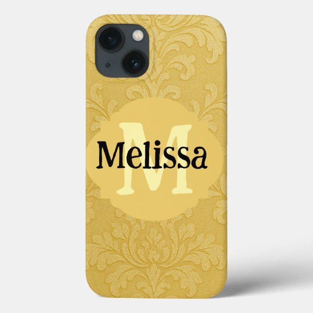 Elegant Light Gold Baroque Damask Custom Case-Mate iPhone Case (Back)