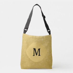 Elegant Light Gold Baroque Damask Custom Crossbody Bag