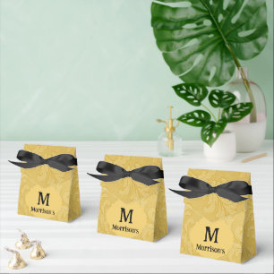 Elegant Light Gold Baroque Damask Custom Favour Box