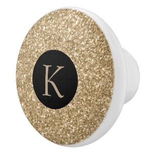 Elegant Light Gold Glitter Print Ceramic Knob