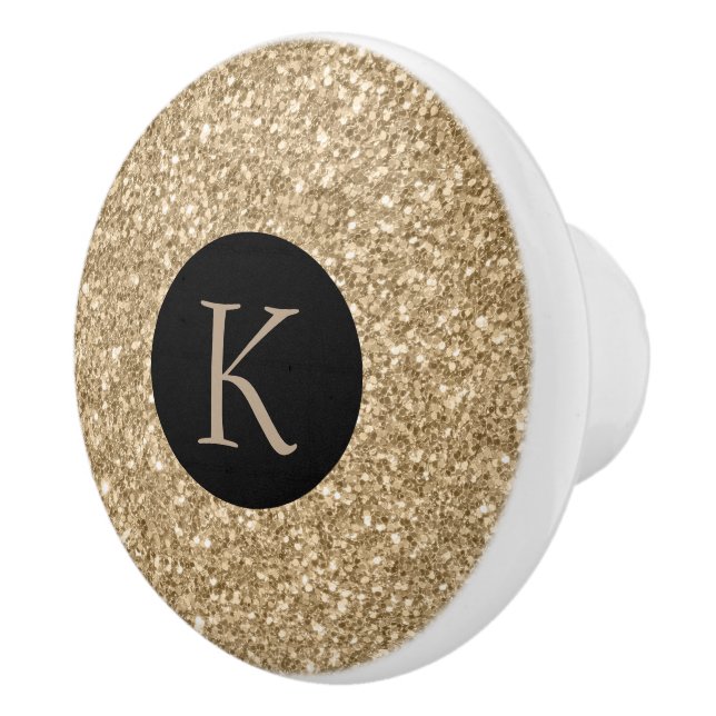 Elegant Light Gold Glitter Print Ceramic Knob (Right)
