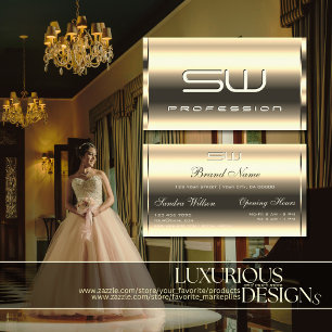 Elegant Light Golden Shimmer Optics 3D Monogrammed Business Card