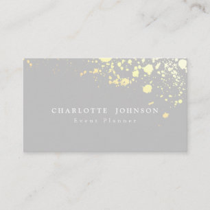 Elegant Light Gray Faux Gold Splatter Professional Business Card