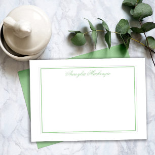 Elegant Light Green and White Personalised Card
