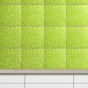 Elegant Light Green & White Polka Dots   Modern Ceramic Tile