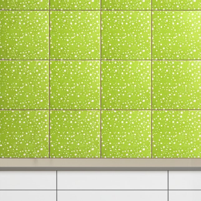 Elegant Light Green & White Polka Dots | Modern Ceramic Tile (Contemporary Wall Tiles
)