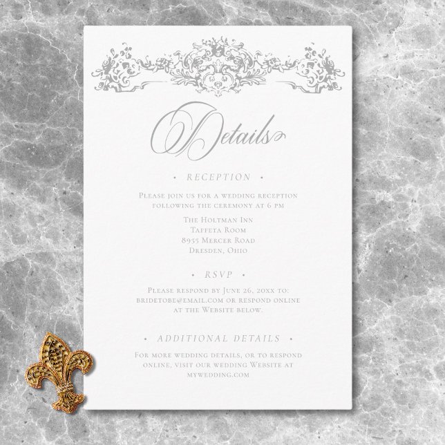 Elegant Light Grey Chinoiserie Cherub Wedding Enclosure Card (Elegant Light Gray Chinoiserie Cherub Wedding Enclosure Card)
