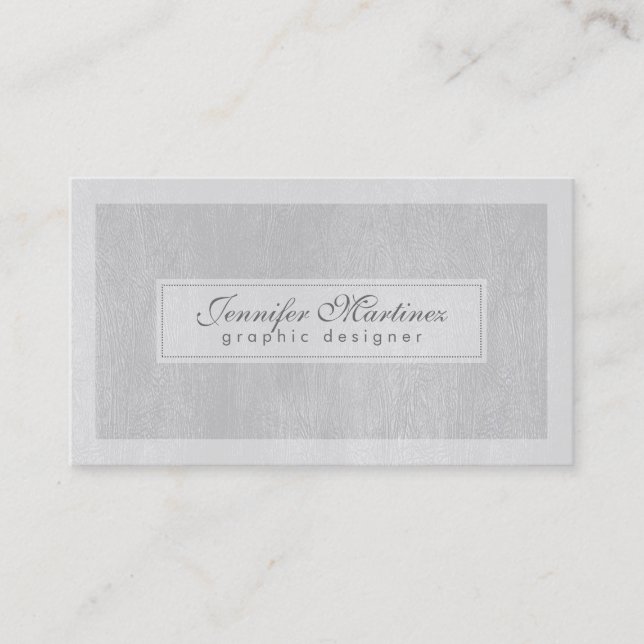 Elegant Light Grey Faux leather Look Business Card (Front)