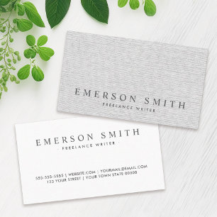 Elegant light grey faux linen classy business card