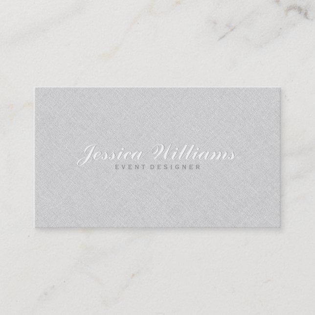 Elegant Light Grey Faux Linen Texture Business Card (Front)