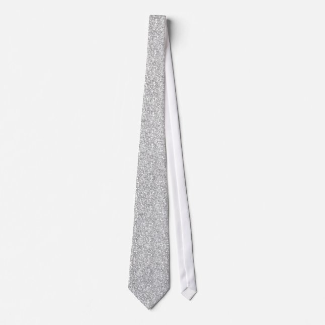 Elegant Light Grey Glitter & Sparkles 2 Tie (Front)