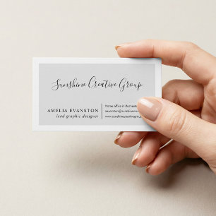 Elegant Light Grey Script Professional Business Card