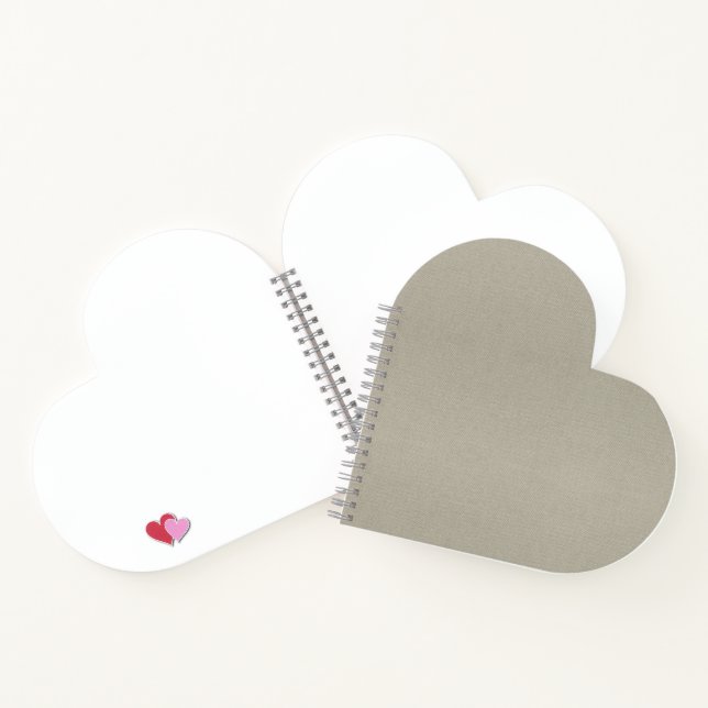Elegant Light Grey Textured Heart Shaped Notebook (Inside)