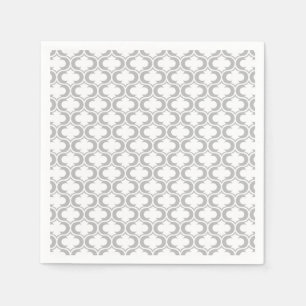 Elegant Light Grey White Lattice Pattern Napkin