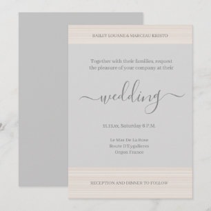 Elegant Light Grey Wood Grain Stripes Chic Wedding Invitation